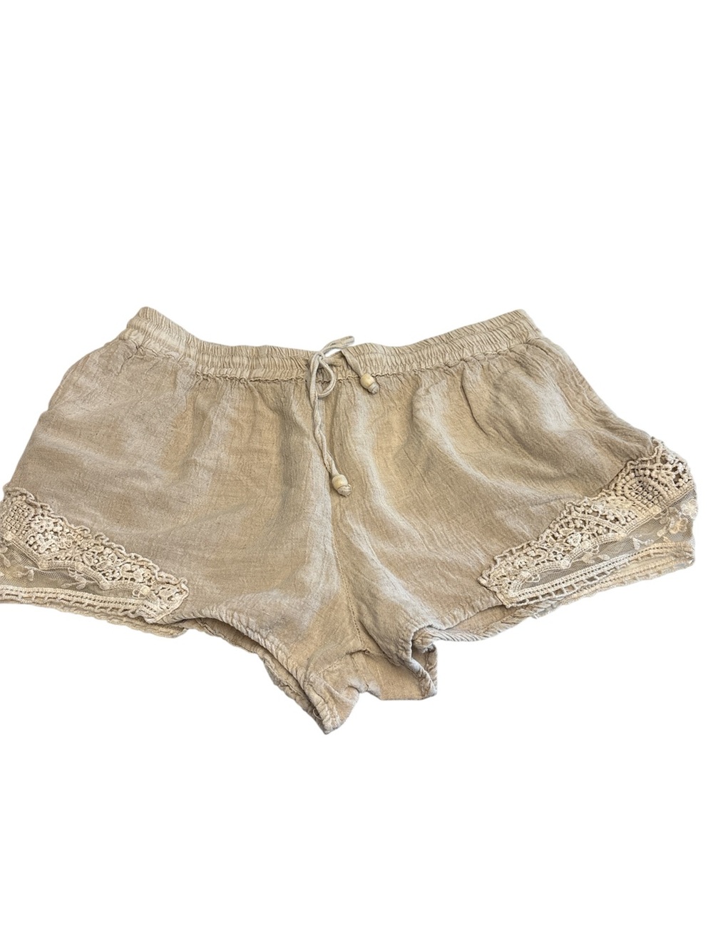 raya sun Crochet-Trim High Waist Shorts pull on drawstring waist Sz X-Large